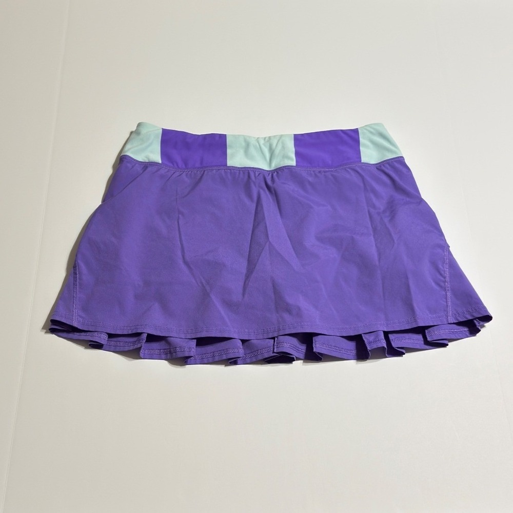 Lululemon Pace Setter Skirt Purple Aqua Ruffle Athletic Skort Running Tennis 10